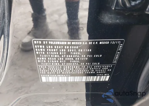 2018 Volkswagen Tiguan 2.0T Se/2.0T Sel from USA, damaged, VIN 3VV3B7AX8JM094771